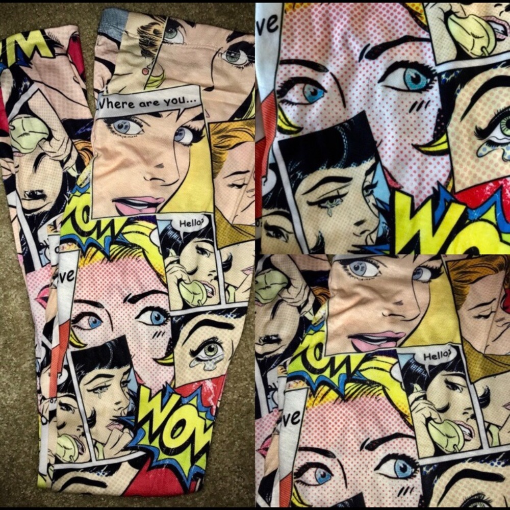 NWT Romance Cartoon POP ART LEGGINGS S
